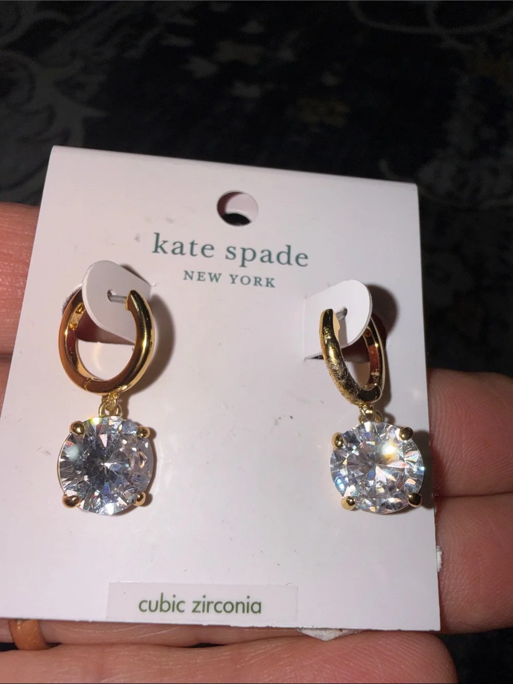 kate spade gold and clear drop earrings